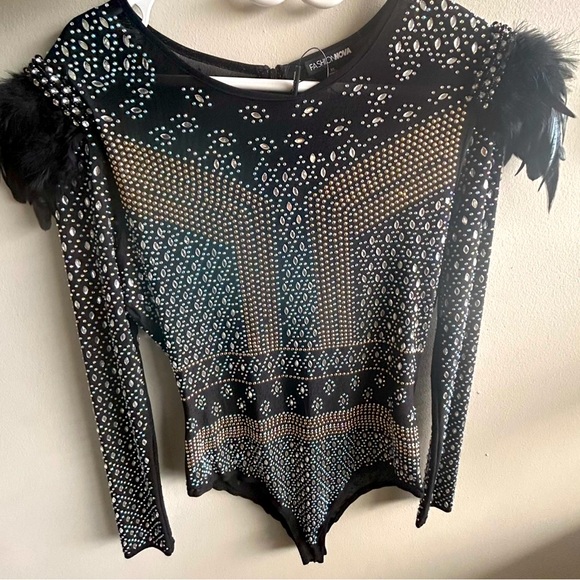 Fashion Nova, Very unique, Beautiful Sparkly bodysuit, size XL, New with tags - Picture 1 of 8